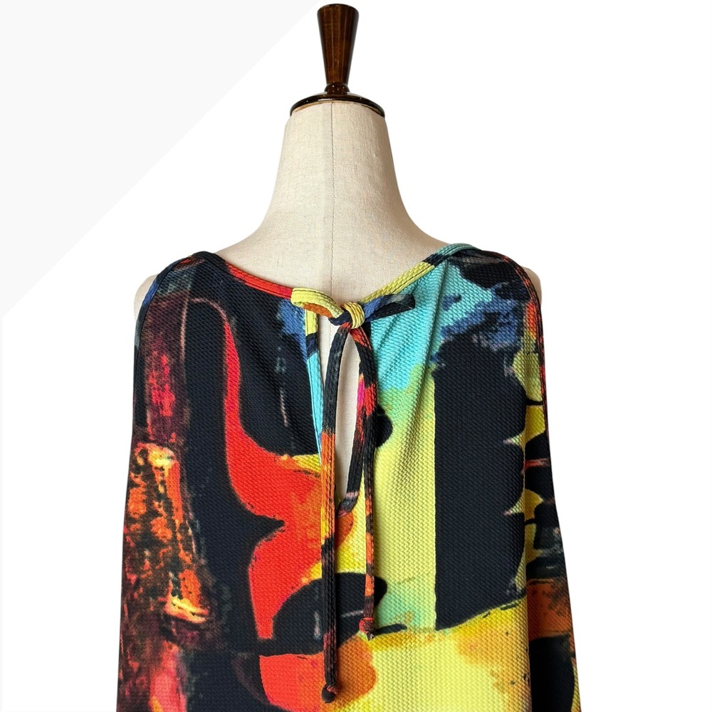 Ashley Stewart Maxi Dress Womens 22 Multicolor Abstract Artsy Knit Plus Size - Picture 7 of 10